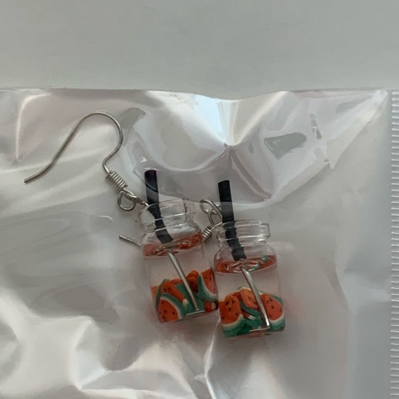 Watermelon Bottle Drop Earrings - Picture 2 of 3